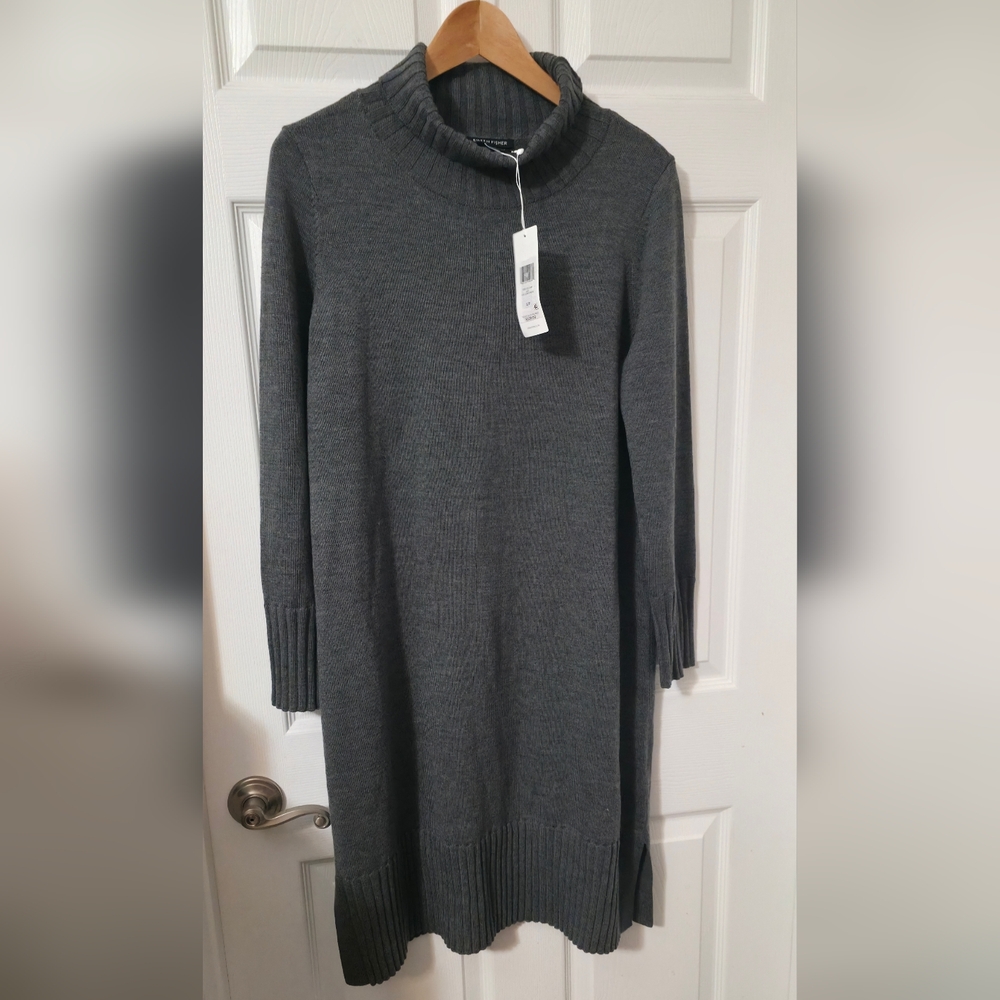 Eileen Fisher Turtleneck Marino Wool Dress, S